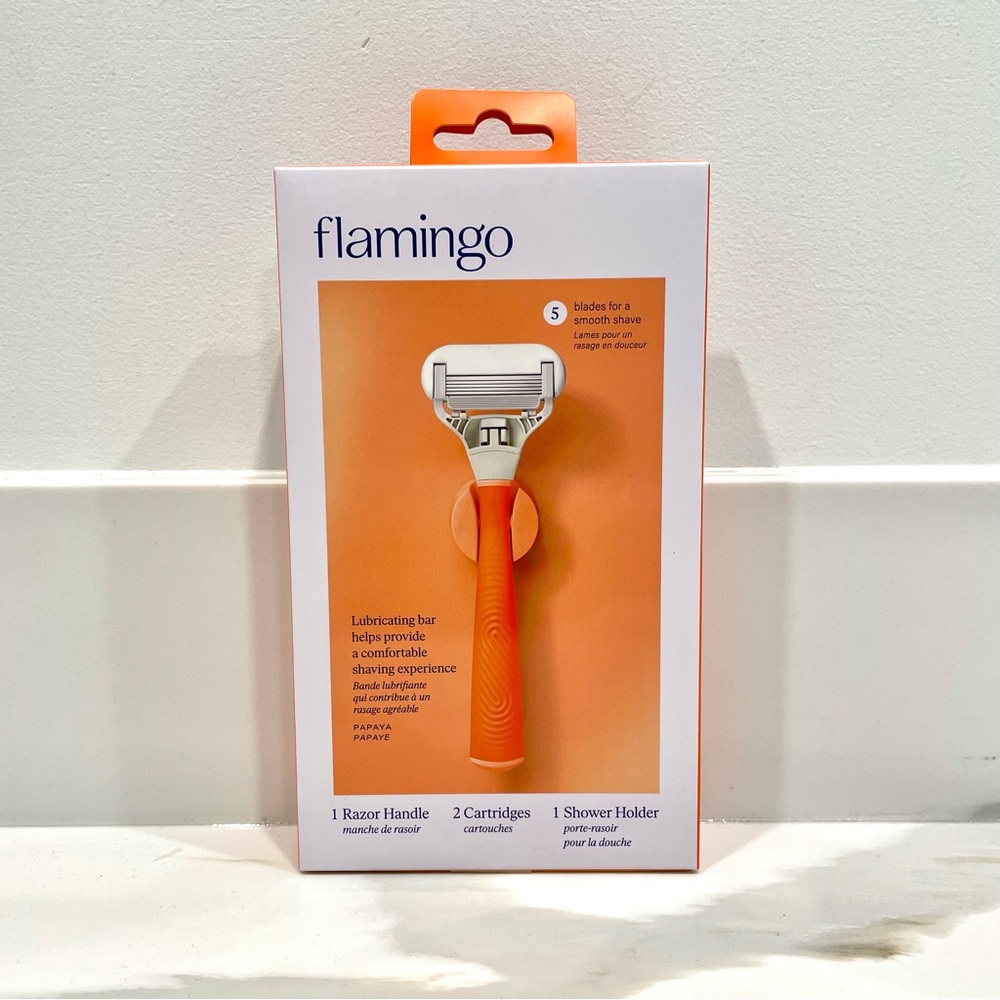 🔵3/$25 NEW Flamingo Reusable Razor w/ Shower Holder